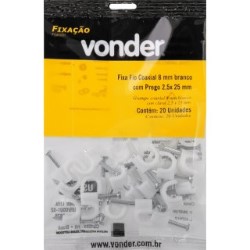 FIXA FIO RED P/ CABO COAXIAL M 8MM BR CART C/ 20 VONDER