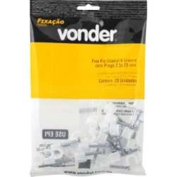 FIXA FIO RED P/ CABO COAXIAL P 6MM BR CART C/ 20 VONDER