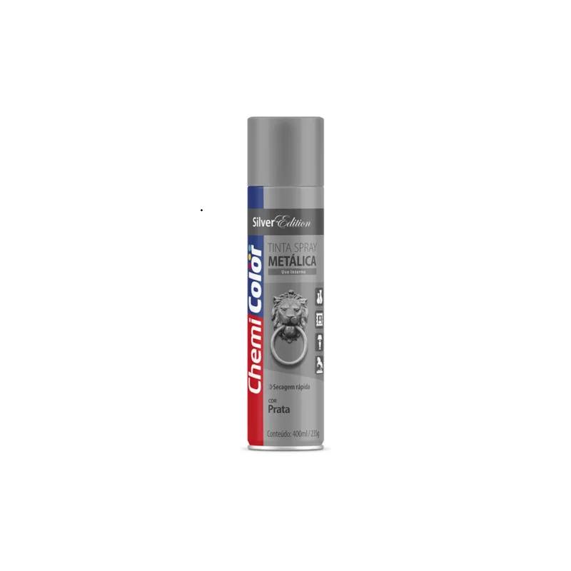 TINTA SPRAY METALICA PRATA 400ML CHEMICOLOR - AB