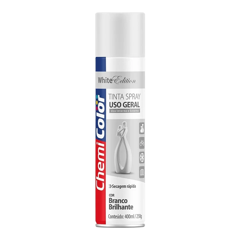 TINTA SPRAY SINTETICO UG BRANCO BRILHANTE 400ML CHEMICOLOR - AB