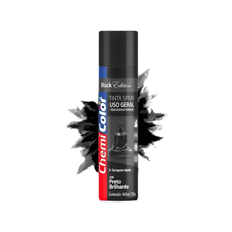 TINTA SPRAY SINTETICO UG PRETO BRILHANTE 400ML CHEMICOLOR - AB