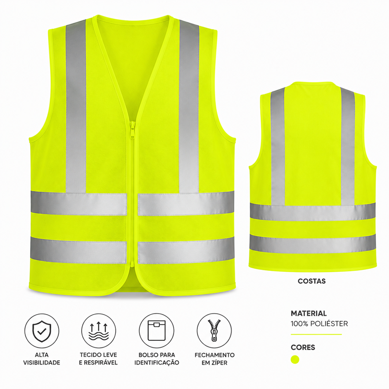 COLETE REFLET S/ BOLSO C/ ZIPER AM FLUOR/CZ T/M VOLK