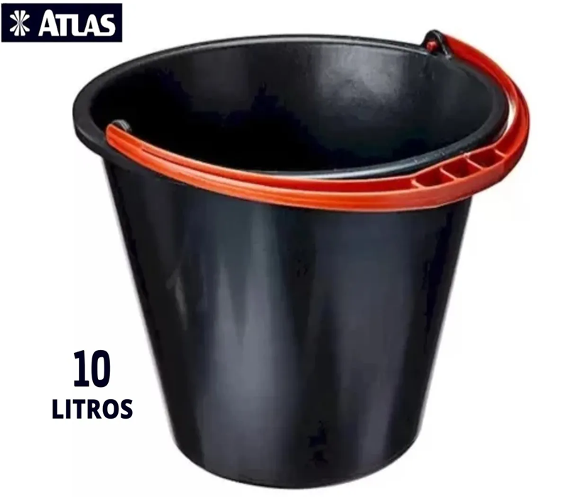 BALDE PLASTICO CONSTRUCAO REFORCADO 10L HASTE PLASTICA ATLAS