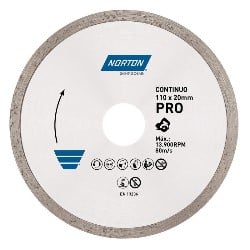 DISCO DIAMANTADO ECON PRO CONT SECO/REFRI 110X20 NORTON (IMP)