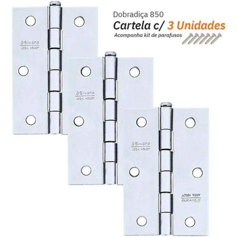 DOBRADICA CANTO 3X2.1/2 850 ZINC (CRT C/ 3) SILVANA